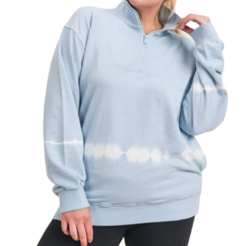 Mono B Blue 1/2 Zip Sweater‎